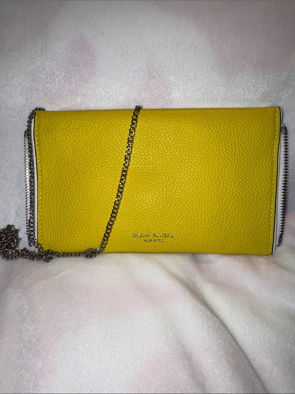 Michael Kors Yellow Leather Chain Crossbody Wallet Clutch